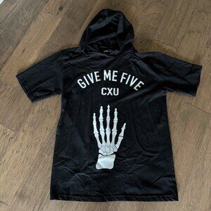 zara black short sleeve hooded t-shirt